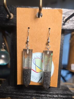 Handmade Gray to Clear Gradient Resin Crystal Drop Earrings